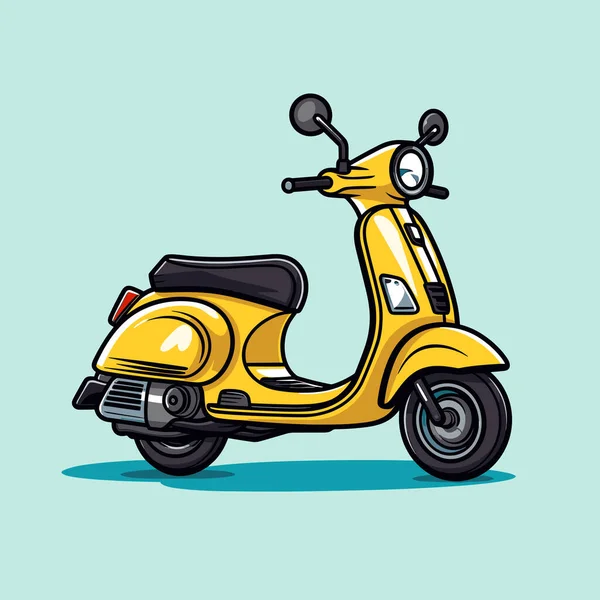 Ein Gelber Motorroller Auf Blauem Hintergrund — Stockvektor