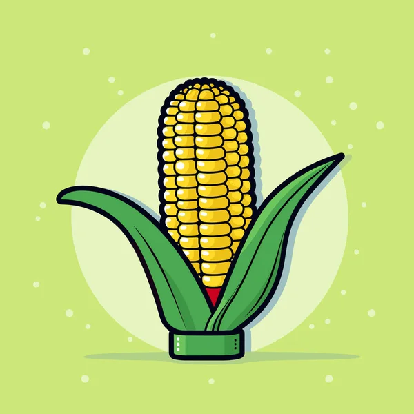 Kukurydza Kolbie Zielonym Tle — Wektor stockowy