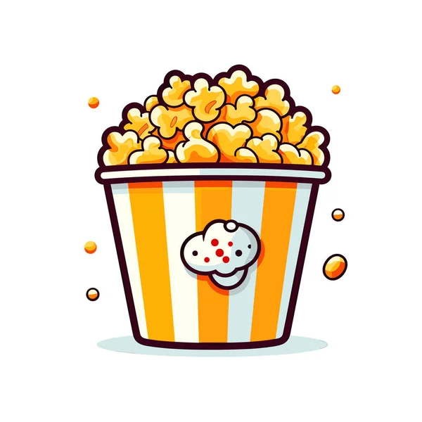 Secchio Popcorn Pieno Popcorn — Vettoriale Stock