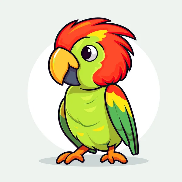 Colorful Parrot Red Head Yellow Beak — Stock Vector