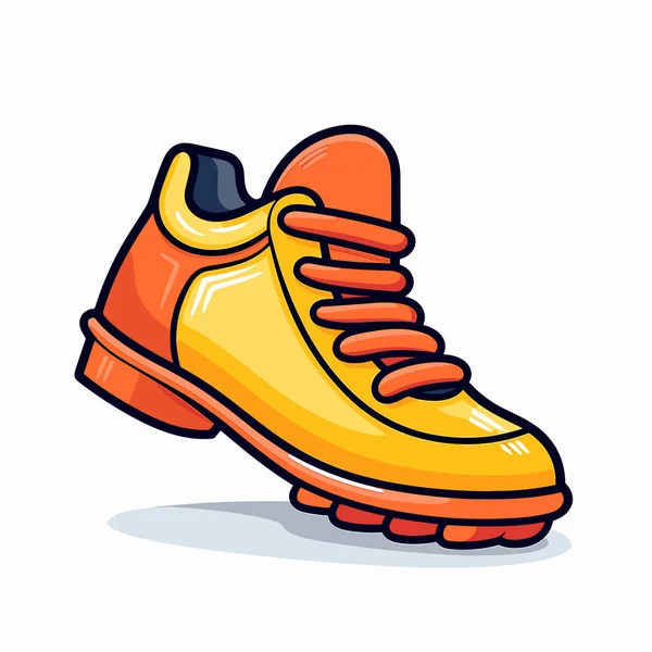 Zapato Amarillo Con Cordones Naranjas — Vector de stock