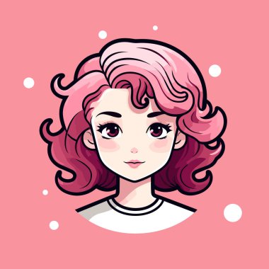 Pembe saçlı, beyaz gömlekli bir kız.