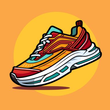 Sarı arka planda bir ayakkabı karikatürü.