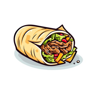 Et ve marul dolu bir burrito.