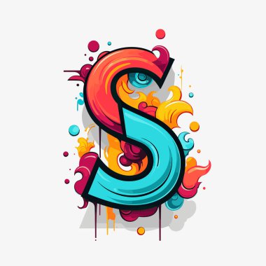 S harfi parlak renklerle boyanmış.
