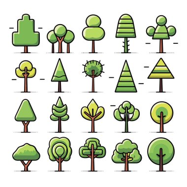 Bir ağaç ve çalı koleksiyonu.