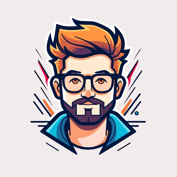 Ein Mann Mit Brille Und Bart — Stockvektor