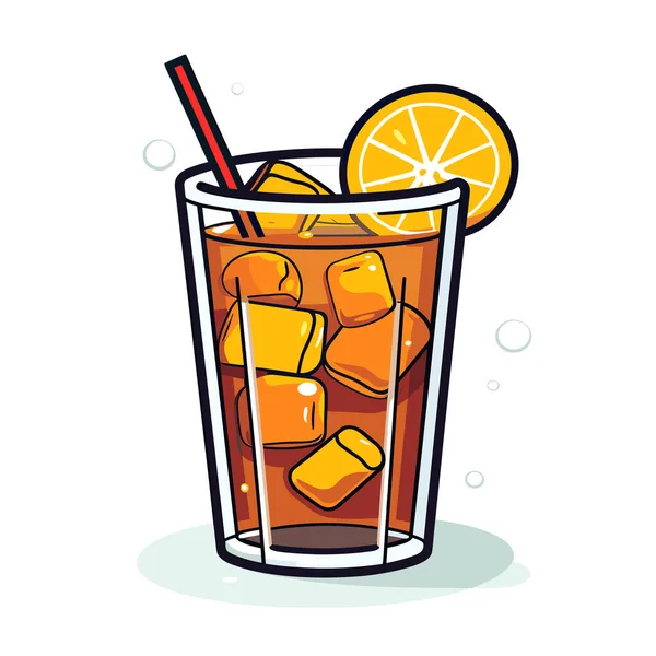 Напиток Апельсиновыми Ломтиками Соломинкой — стоковый вектор