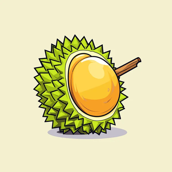 Egy Sárga Hátterű Duriai Gyümölcs Rajza — Stock Vector