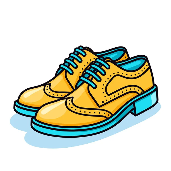Une Paire Chaussures Jaunes Lacets Bleus — Image vectorielle
