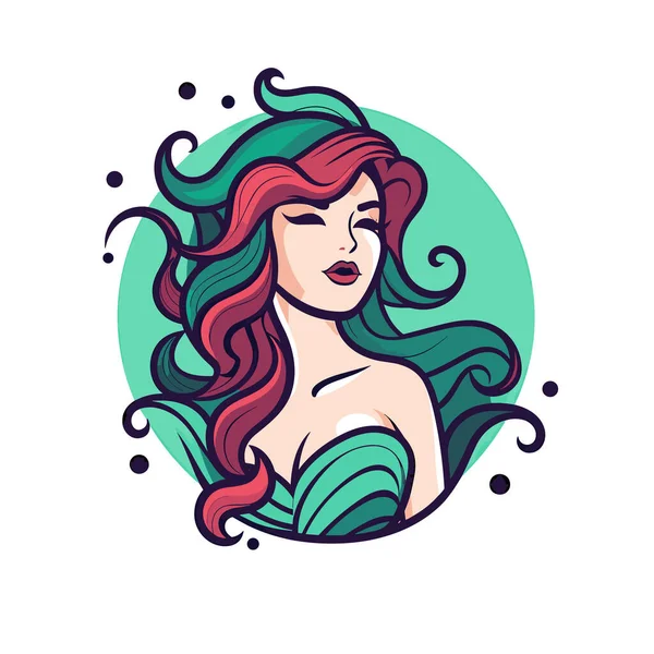 Жінка Довгим Волоссям Зеленим Платтям — стоковий вектор