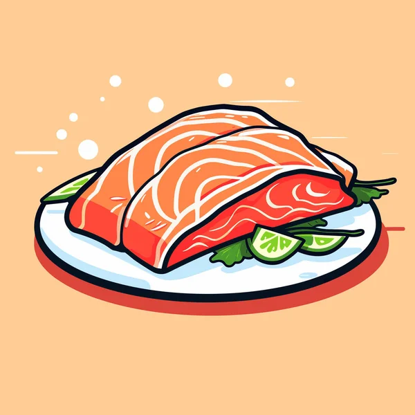 Ein Stück Sushi Auf Einem Teller — Stockvektor