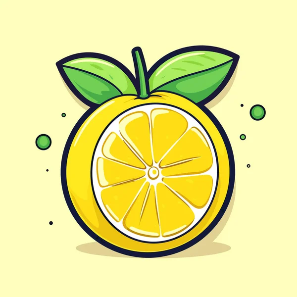 Лимон Зеленым Листом Сверху — стоковый вектор