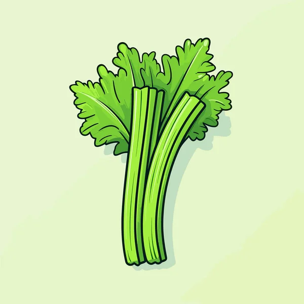 Drawing Bunch Green Celery — Stock Vector