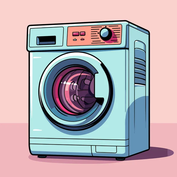 Blue Pink Washing Machine Pink Background — Stock Vector