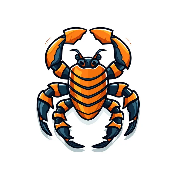 Orange Black Crab White Background — Stock Vector