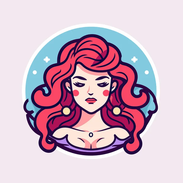 赤い髪とイヤリングを持つ女性 — ストックベクタ