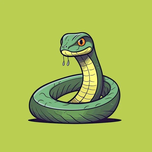 Зеленая Змея Желтым Фоном — стоковый вектор