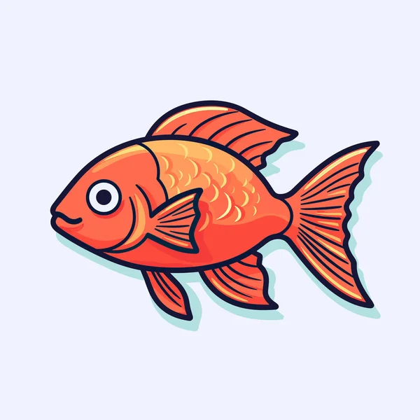 Zlatá Ryba Modrým Pozadím — Stockový vektor