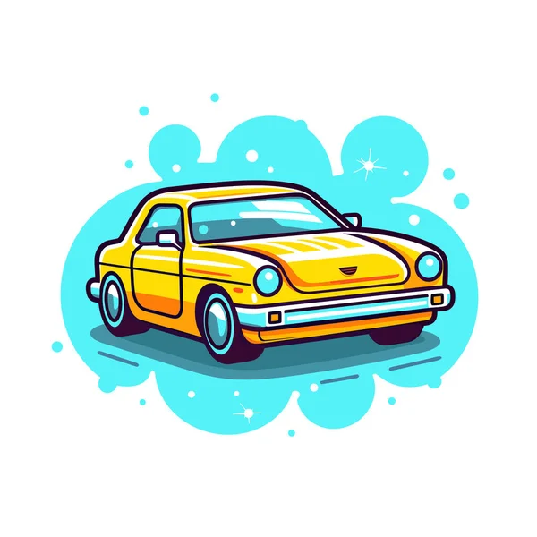 Ein Gelbes Auto Mit Blauem Hintergrund — Stockvektor