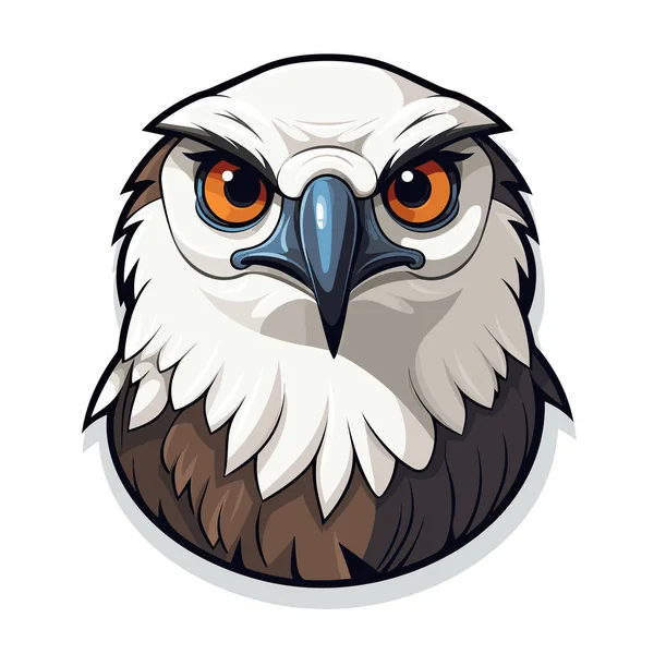 Ein Adlerkopf Mit Orangefarbenen Augen Auf Weißem Hintergrund — Stockvektor