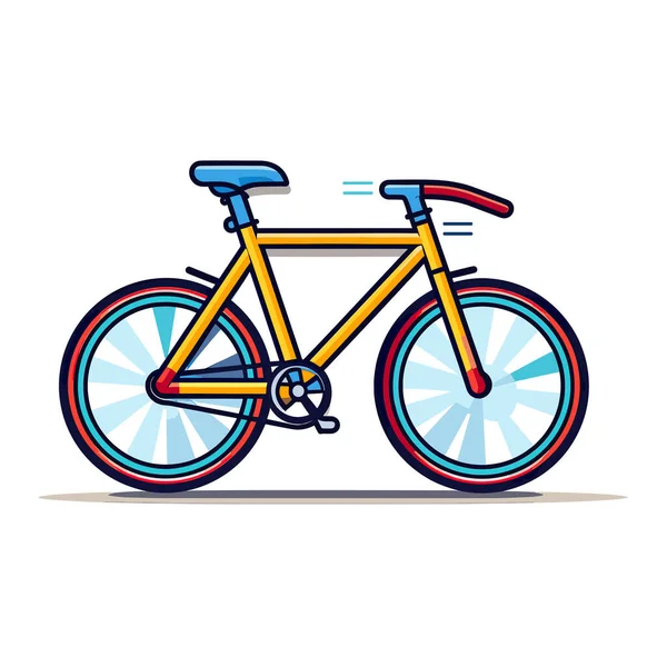 Желтый Велосипед Синим Сиденьем Красным Рулём — стоковый вектор