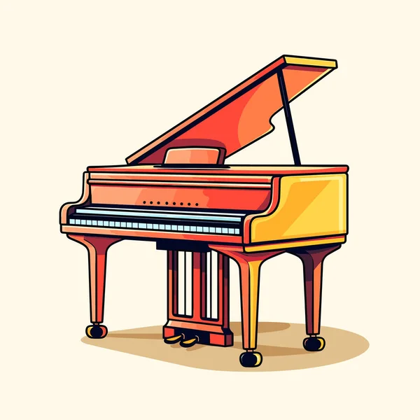 Pianoforte Rosso Seduto Sopra Tavolo — Vettoriale Stock