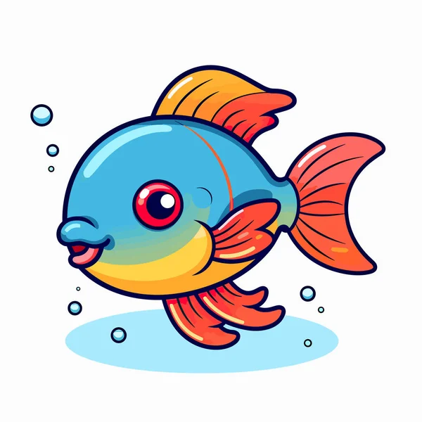 Modrá Žlutá Ryba Červenýma Očima — Stockový vektor