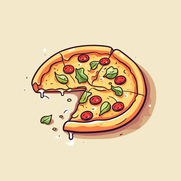 一片披萨 里面有一口从里面取出来的 — 图库矢量图片