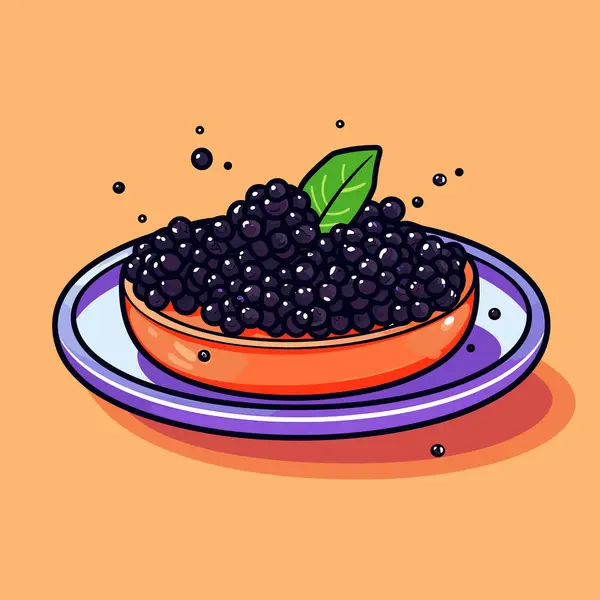 Bowl Blackberries Green Leaf Top — Stock Vector