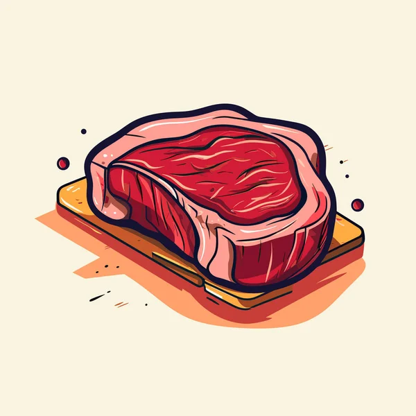 Pedazo Carne Sentado Encima Pedazo Pan — Vector de stock