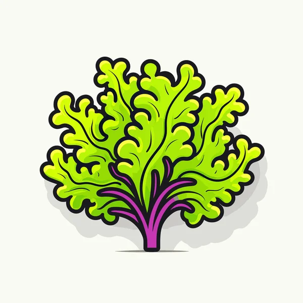 Ett Grönt Träd Med Lila Blad Vit Bakgrund — Stock vektor