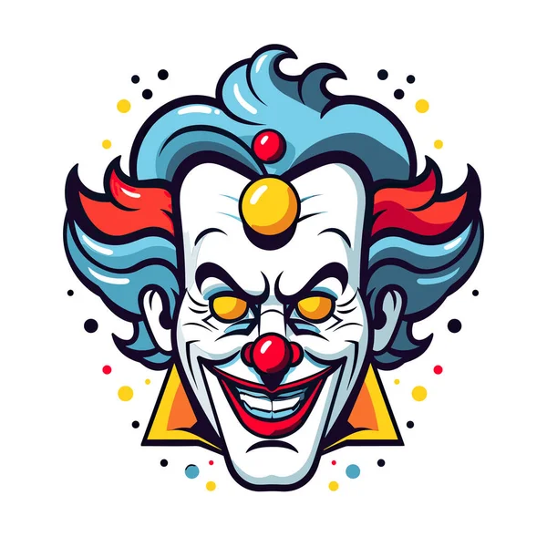 Clowns Face Red Hair Yellow Eyes — Stock Vector