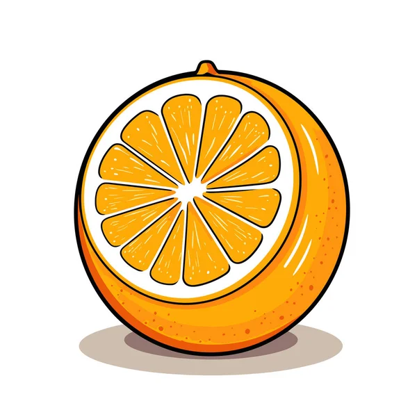 Ένα Πορτοκάλι Κομμένα Στη Μέση Λευκό Φόντο — Διανυσματικό Αρχείο