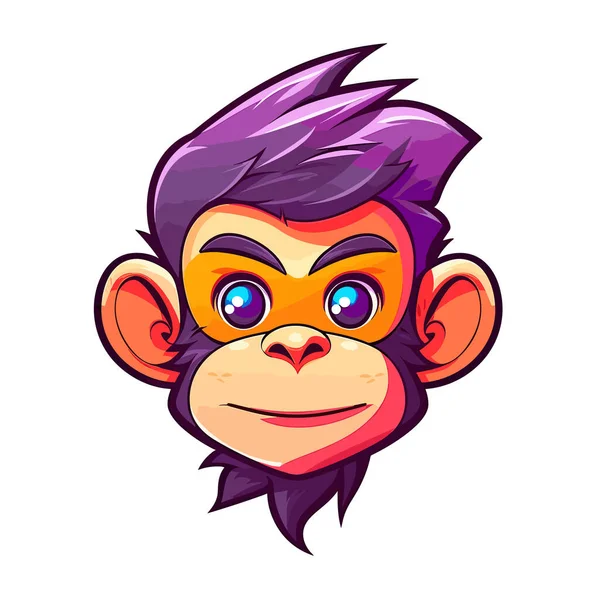 Monkey Purple Hair Blue Eyes — Stock Vector