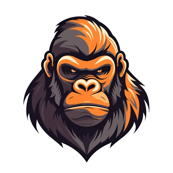 Tvář Gorily Rozzlobeným Výrazem Tváři — Stockový vektor