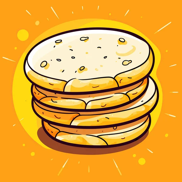 Une Pile Biscuits Assis Sur Fond Jaune — Image vectorielle