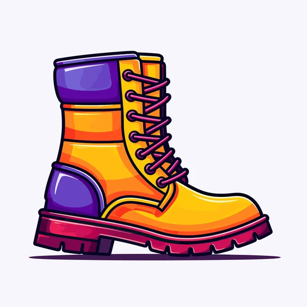 Pair Yellow Purple Boots — Stock Vector