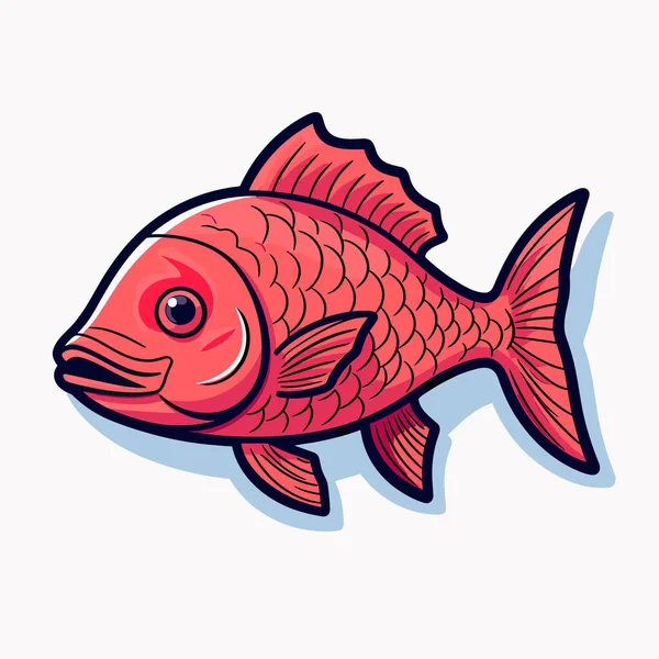 Červená Ryba Bílým Pozadím — Stockový vektor