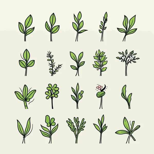 白色表面上的一丛绿色植物 — 图库矢量图片