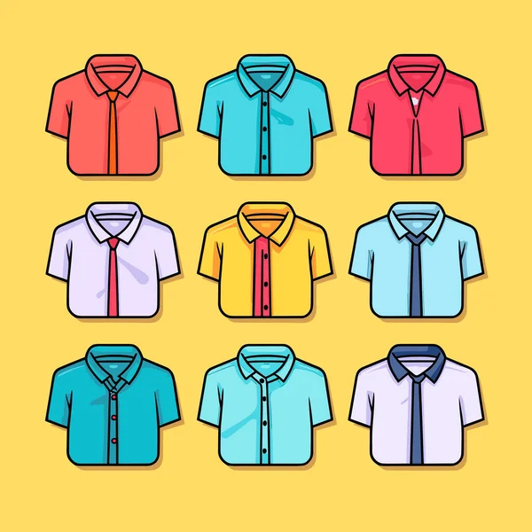 一堆不同颜色的衬衫和领带 — 图库矢量图片