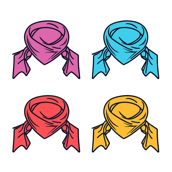 Four Different Colored Scarves White Background — Stock Vector