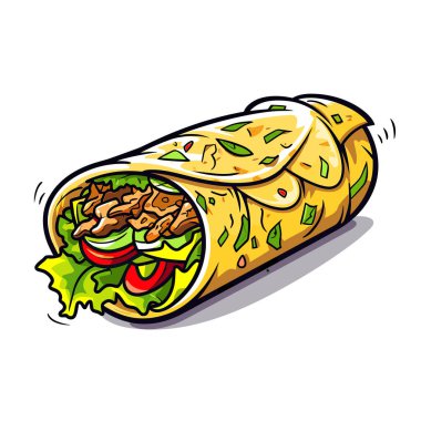 Et ve marul dolu bir burrito.