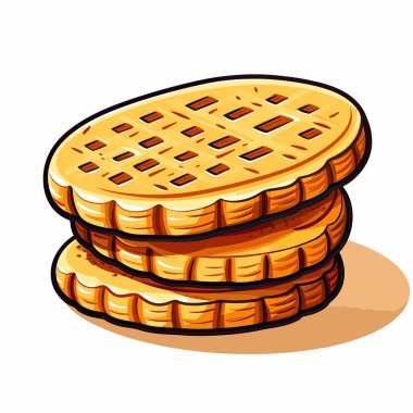 Üç waffle üst üste istiflenmiş.