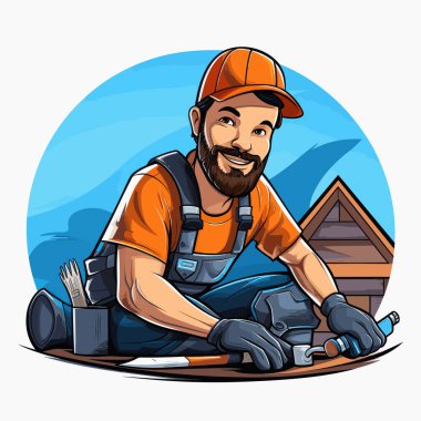 Yerde oturan bir adam bir odun parçası üzerinde çalışıyor.