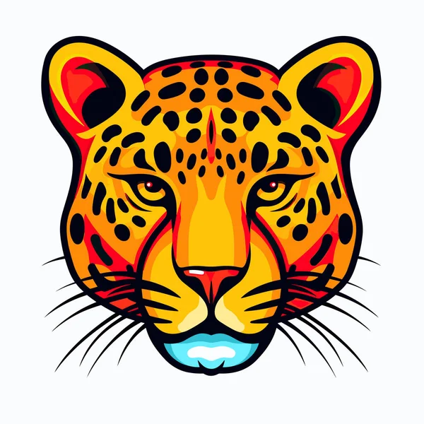Uma Cabeça Leopardos Com Rosto Leopardos Amarelos Pretos — Vetor de Stock