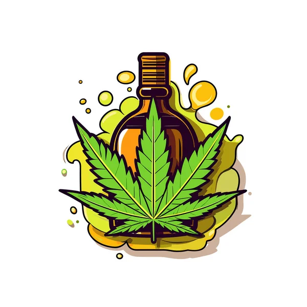 Bottle Marijuana Leaf — Stock Vector
