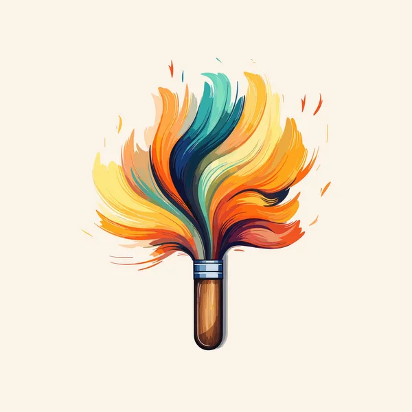 Een Kleurrijke Borstel Met Vuur Dat Eruit Komt — Stockvector