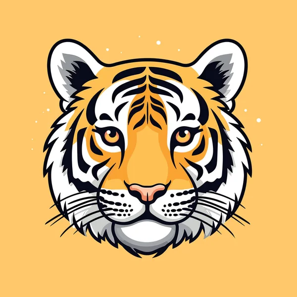 Visage Tigres Sur Fond Jaune — Image vectorielle