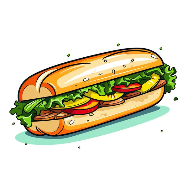 Sandwich Laitue Aux Tomates Sur Fond Blanc — Image vectorielle